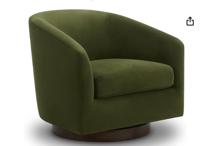 CHITA Swivel Accent Chair, FSC Certified Upholstered Velvet Barrel Chair for Living Room, Forest Green