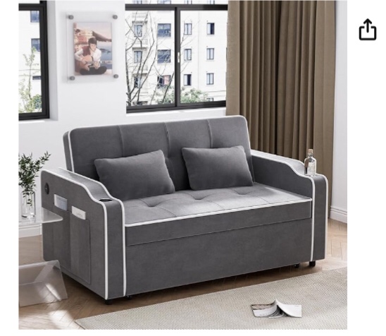 Ouyessir 3 in 1 Multi-Functional Convertible Sleeper Sofa Bed Multi-Functional Version - Grey-USB ( incomplete box 2/2)
