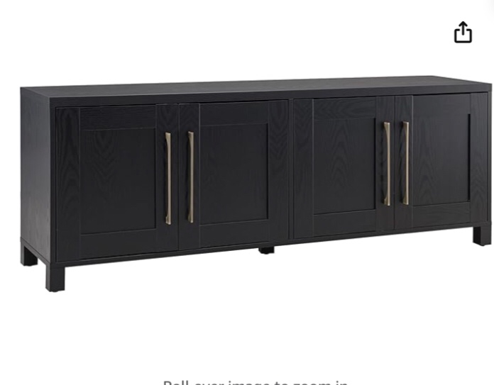 Henn&Hart Rectangular TV Stand for TV's up to 80" in Black Grain, TV Stands for the Living Room