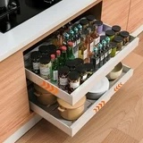 FETERVIC Expandable Pull Out Cabinet Organizer (12.6"-20.5"), Slide-Out Drawers with Adhesive Nano Film for Pots,Roll-Out Shelf Storage for Kitchen Base Cabinets Pantry Bathroom Organization *2 pack