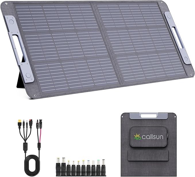 100W Solar Panel Portable for Power Station, 20V Monocrystalline Foldable Solar Panel with 23.5% High Efficiency 4 in 1 Solar Cable, Waterproof Solar Charger for Outdoor Camping Van RV Trip