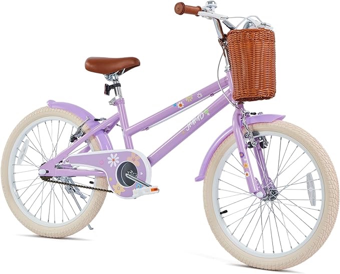 JMMD Girls Bike Ages 4-12 Years Old, Kids Bike for Toddlers with Basket & Training Wheels, 12 14 16 18 20 24 Inch Kids Bicycle with Handbrake & Kickstand fuchsia 20 Inch