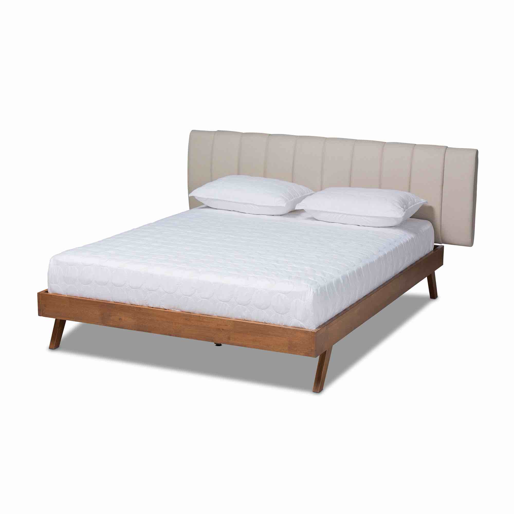 Baxton Studio Brita Mid-Century Modern queen bed (incomplete slats only)