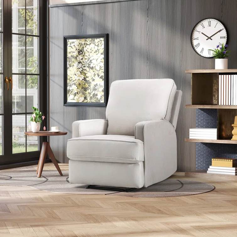 Modern Refined Linen Upholstered Standard Manual Recliner *similar to stock photo* *incomplete* 