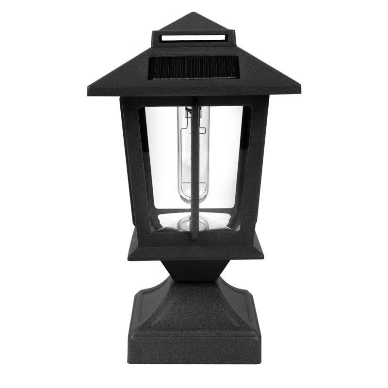 Black Solar Powered Multi-Mount Outdoor Transparent Lantern Head