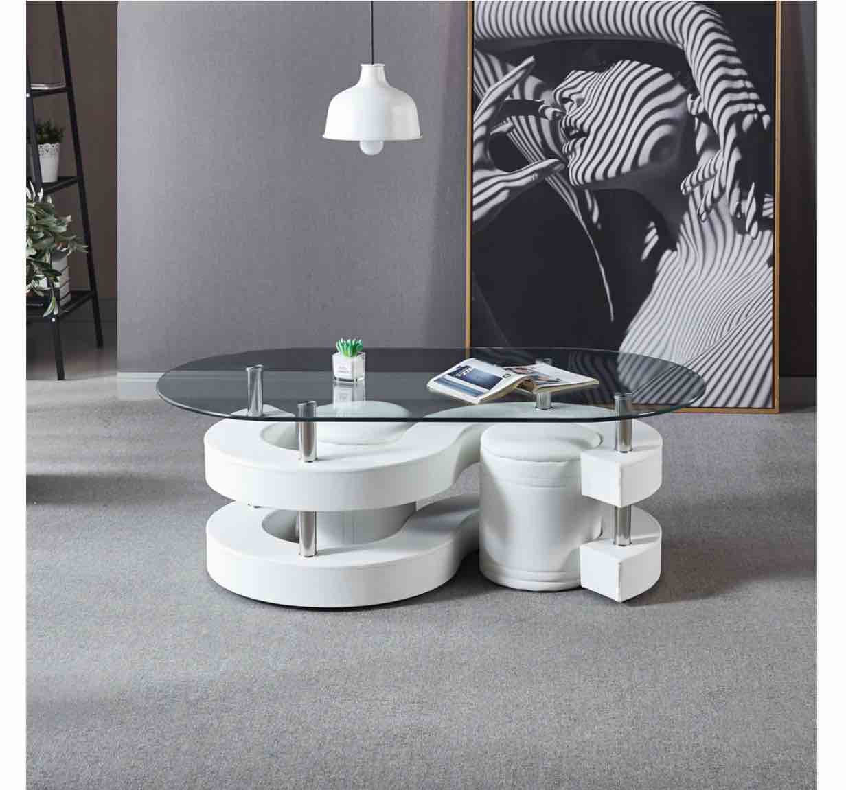 Oval Coffee Table with 2 Stools CT255W-ST (incomplete stools only)
