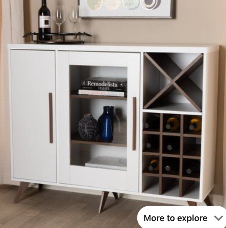 Wade Logan® Floria Bar w/ Wine Storage Wood in White, Size 38.78 H x 13.39 D in *incomplete, box 2 only* 