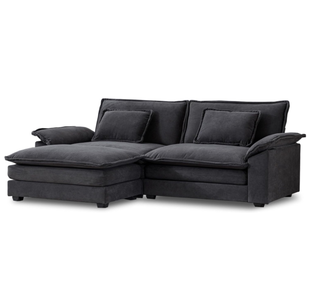 85.4 Chenille Sectional Sofa Couch, Upholstered Deep Seat Cozy Loveseat (incomplete)
