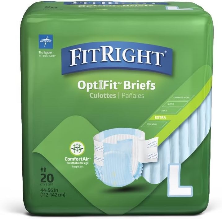 FitRight Extra Adult Briefs with Tabs, 80 count, Moderate Absorbency, Large, 48"-58"
