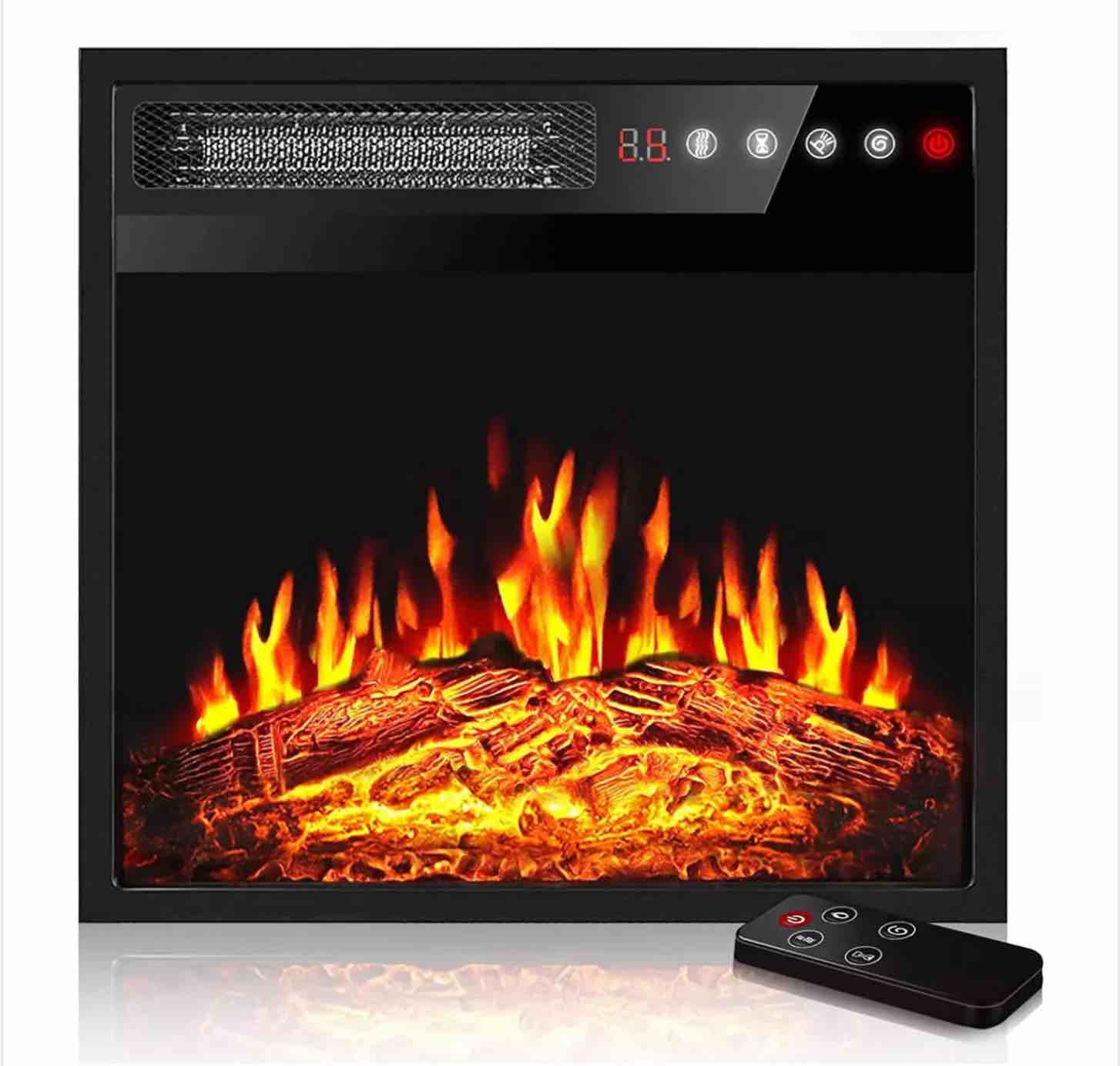 BOSSIN 18 Inch Electric Fireplace Insert with Touch Screen&Remote Control