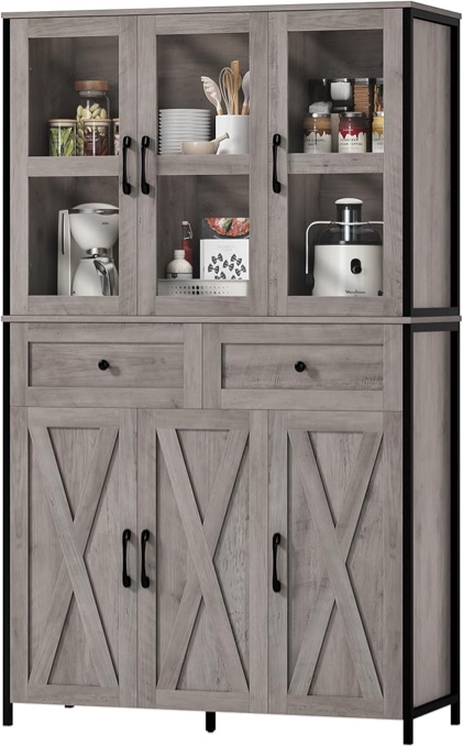 Kitchen Pantry, 68" Tall Kitchen Storage Cabinet with 2 Drawers and 6 Doors *incomplete* 