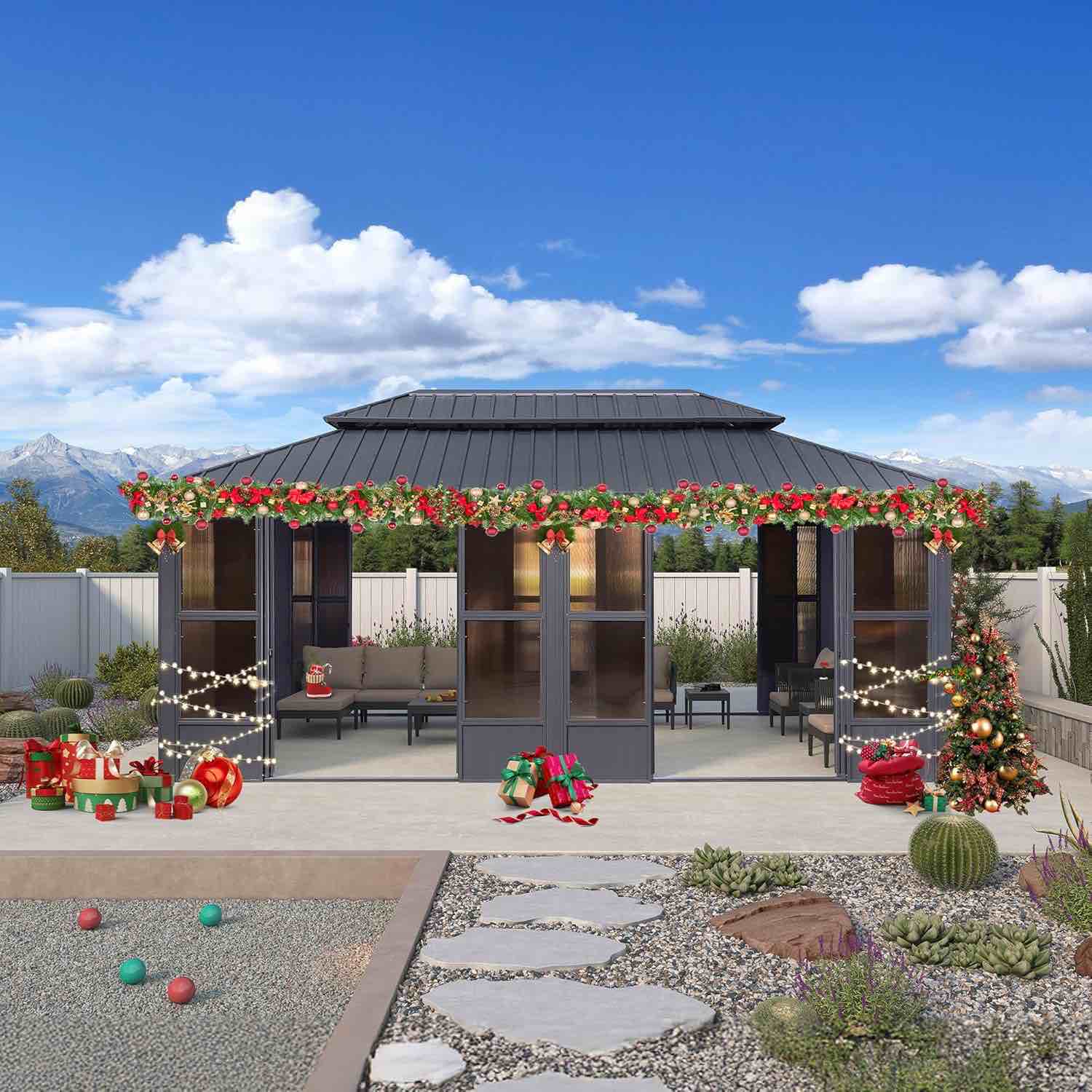 PURPLE LEAF 12' X 20' Sunroom Permanent Hardtop Gazebo Solarium Galvanized Steel Double Roof SR-V11 (incomplete box 9 of 11 and 11 of 11 only)