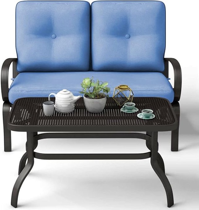 2PC Patio Love Seat Coffee Table Furniture Set  *similar to stock photo* *incomplete* 