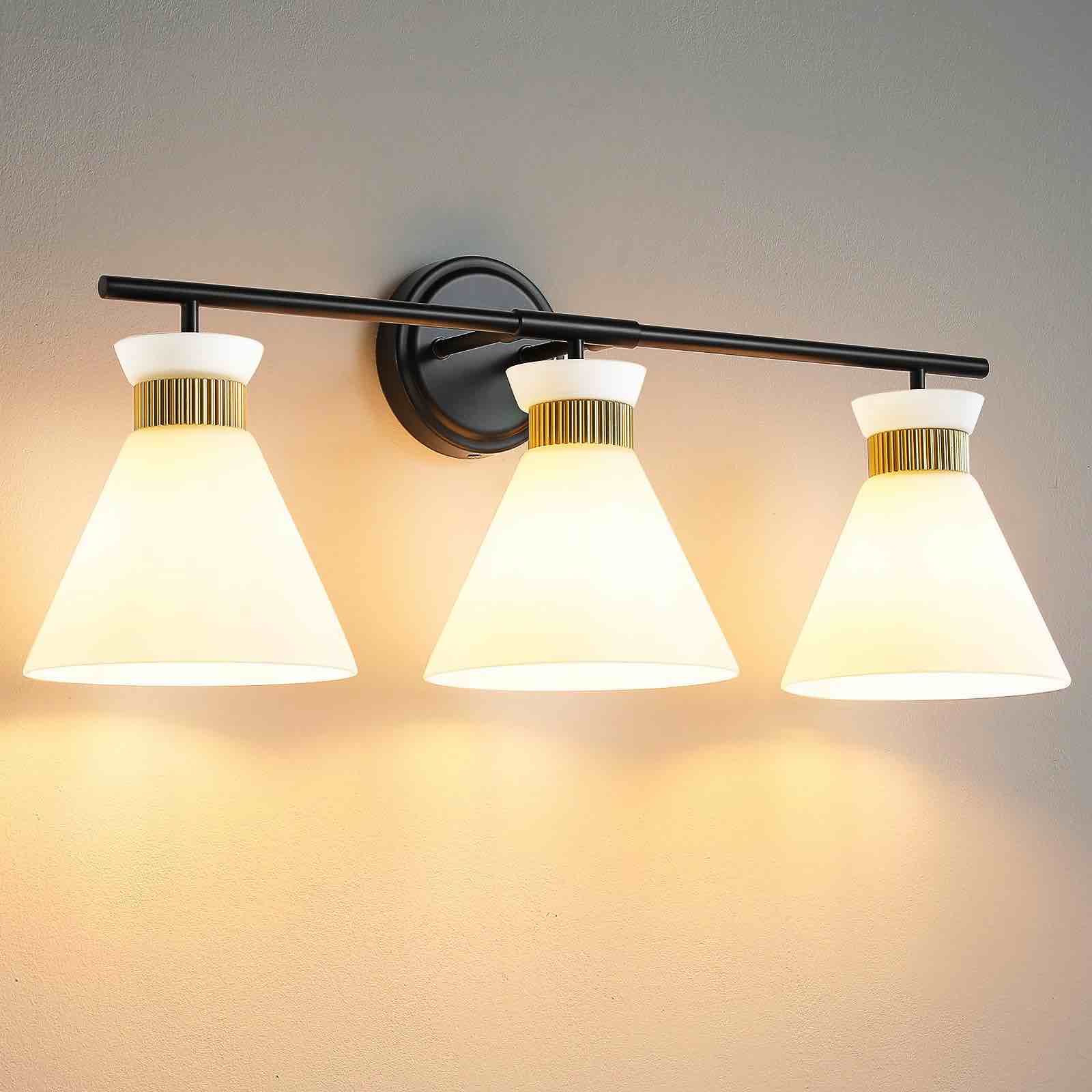 WOSHITU Black Bathroom Vanity Light Fixture Mid Century 