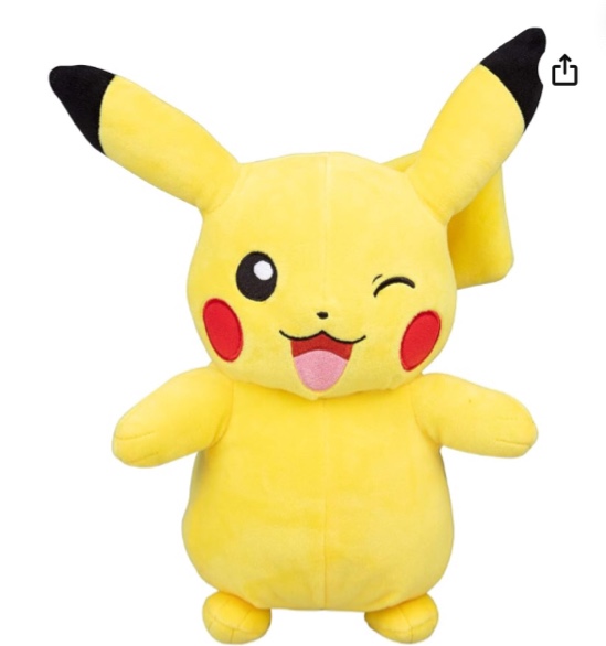 Pokemon 12" Large Winking Pikachu Plush - Officially Licensed - Generation 1 Figure - Quality Soft 12-inch Stuffed Animal Toy - Christmas Stocking Stuffer Gift for Kids, Boys, Girls - 2+