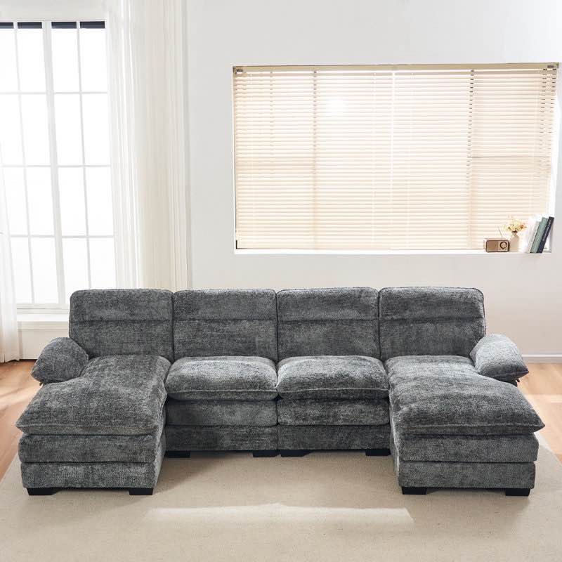 Balendin 111.8'' Upholstered Sofa ChenilleU-Shape Cloud couch ( Incomplete)