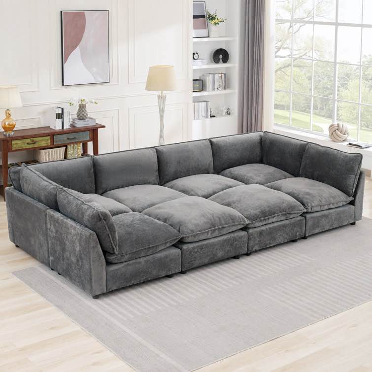 138.29” W Oversized 8-Seater Composable Modular Sofa ( Incomplete)
