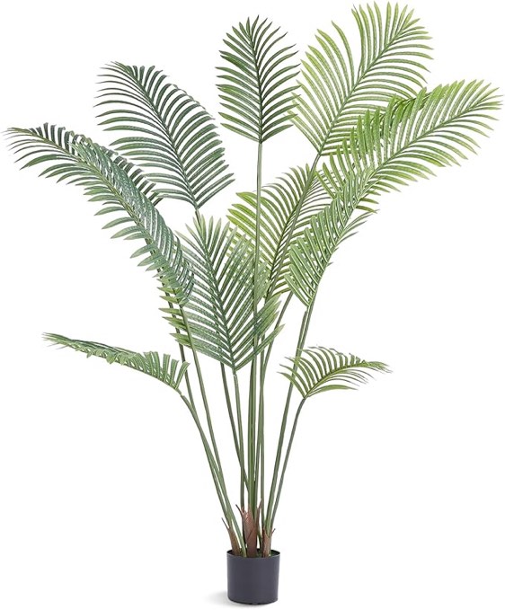 Artificial Palm Tree, 6 FT Tall Faux Plant, Secure PE Material & Anti-Tip Tilt Protection Low-Maintenance Plant, Lifelike Green Fake Tree for Home Office Warehouse Decor Indoor Outdoor