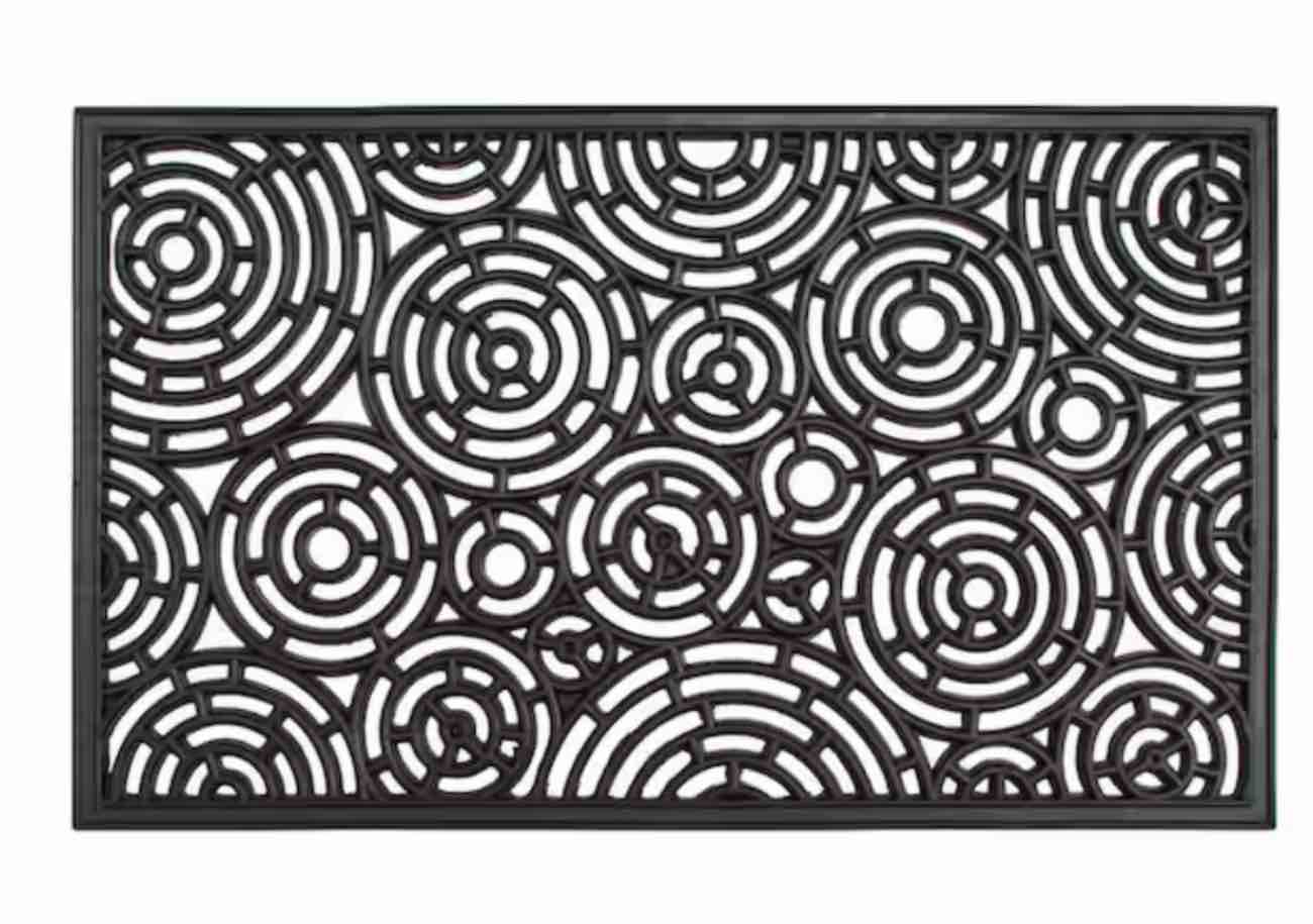 Natural 18 in. x 30 in. Circle Patterns Rubber Doormat