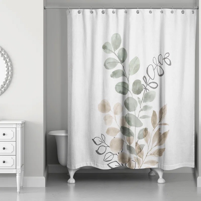 Sage Tan Leaves Shower Curtain