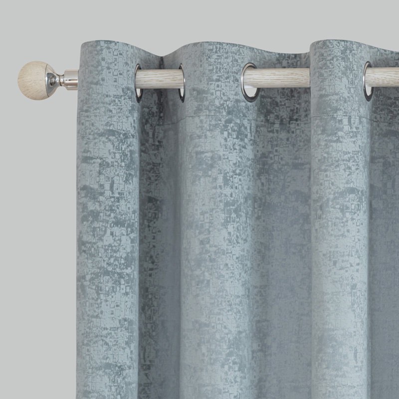 Soft Velvet Embossed Brick Room Darkening Grommet Curtain Pair (Set of 2)