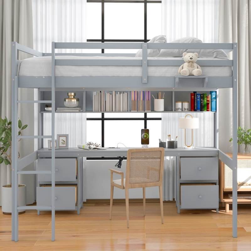 Gursimran Full 4 Drawer Loft Bed with Built-in-Desk by Harriet Bee ( incomplete box 2/2) 