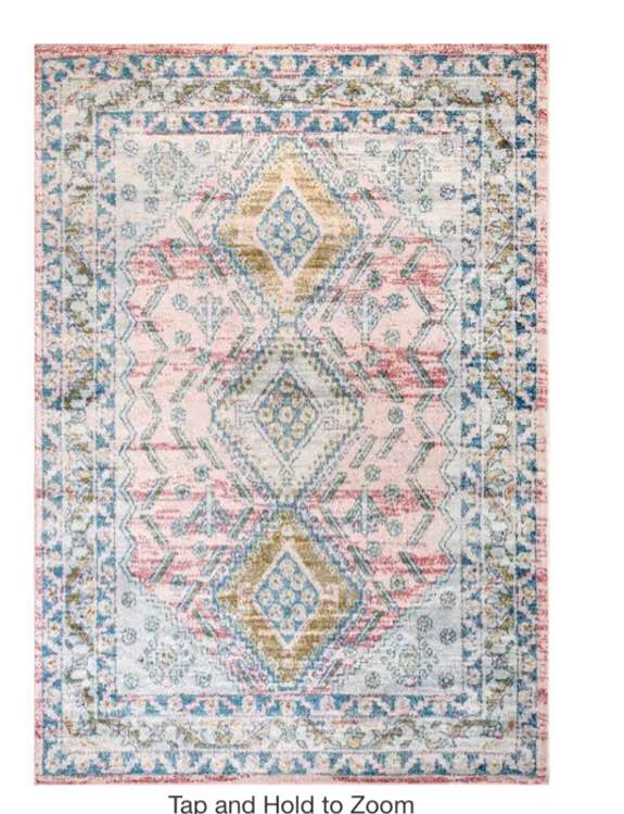 Louise Tribal Diamond Light Pink 5 ft. x 7 ft. 5 in. Indoor Area Rug