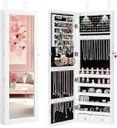 White Jewelry Box with full Mirror Door