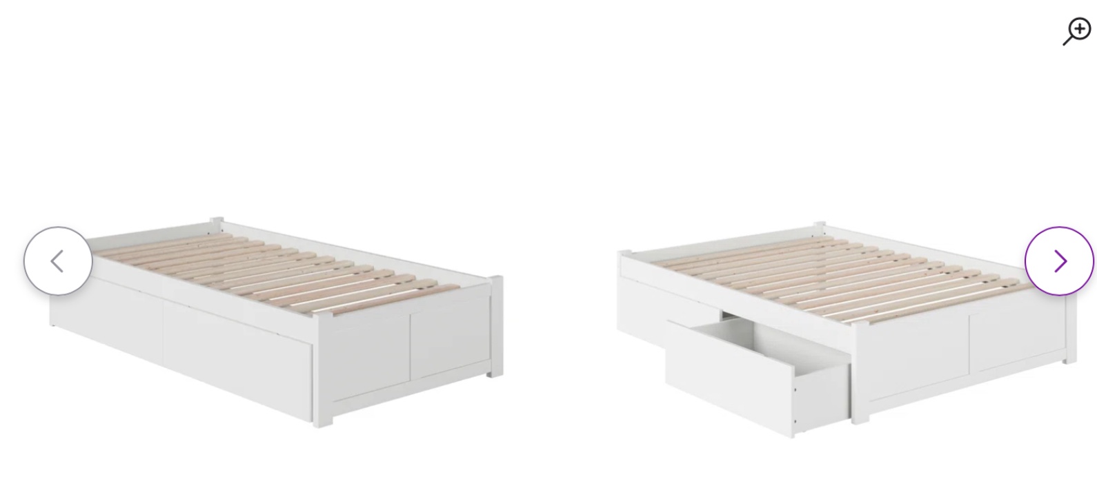 White Concorde Solid Wood Storage Platform Bed with Footboard and Under Bed Drawers