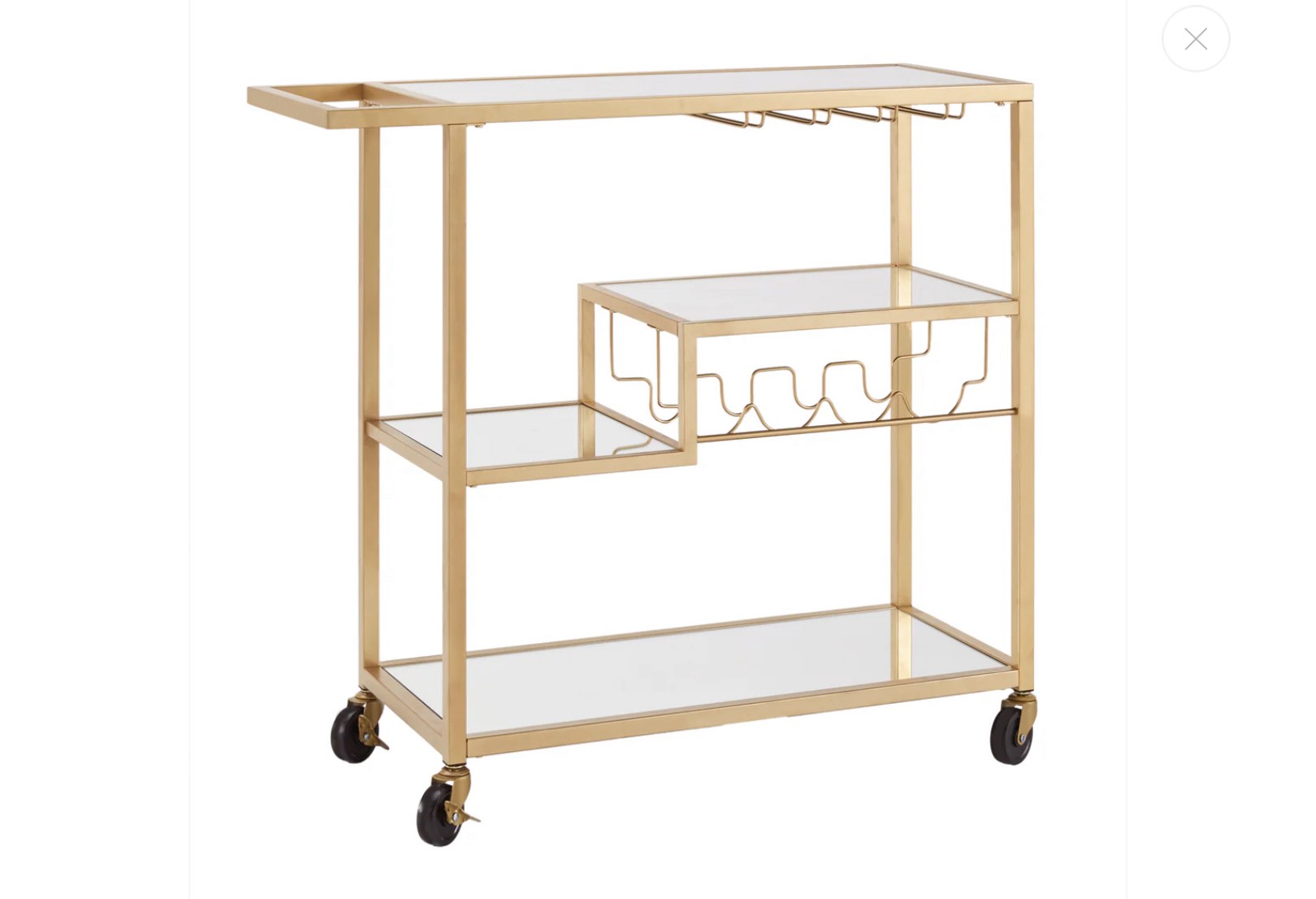 Glass Top Metal Bar Cart - Champagne Gold
