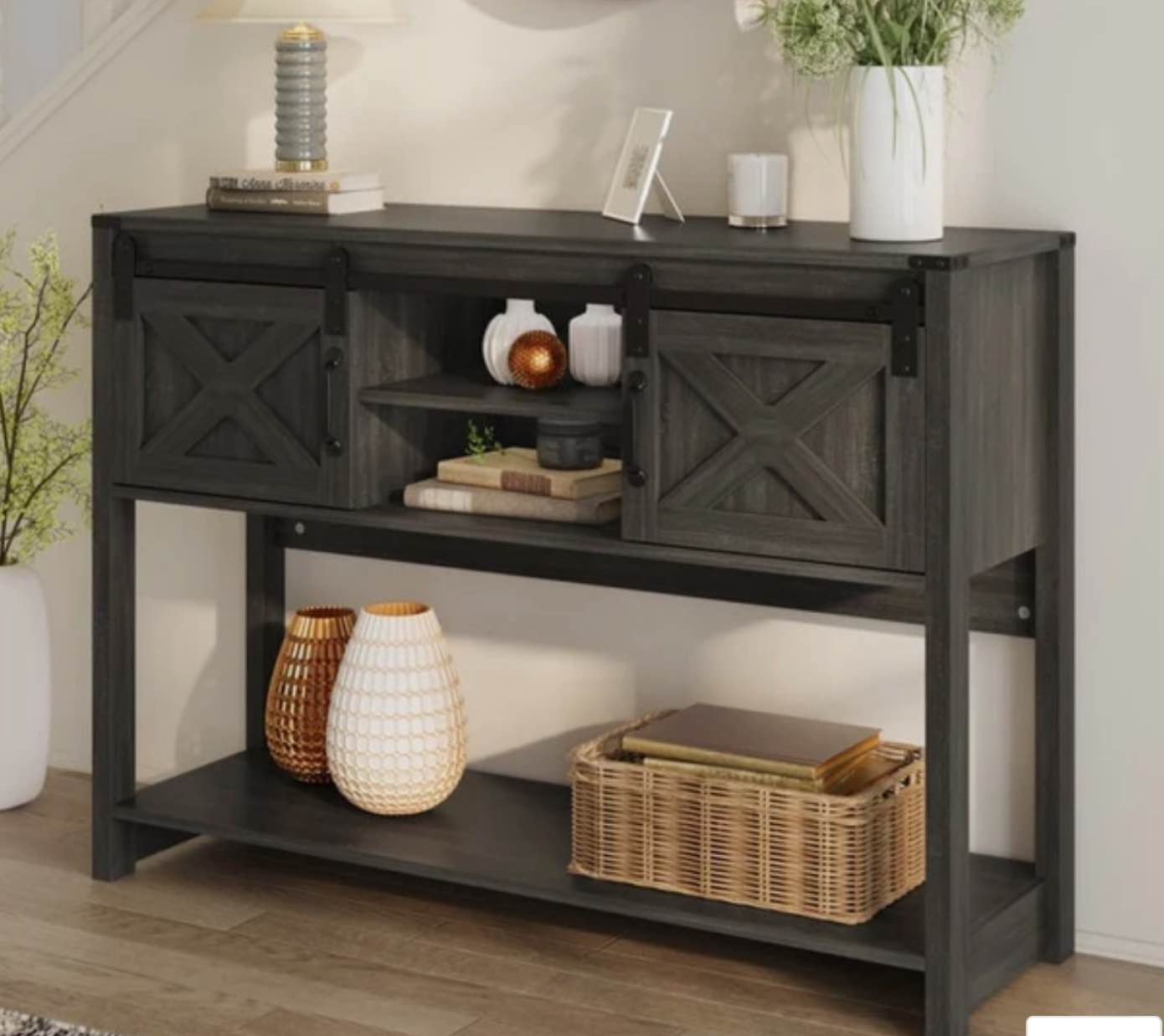 46" Console Table with Sliding Barn Door