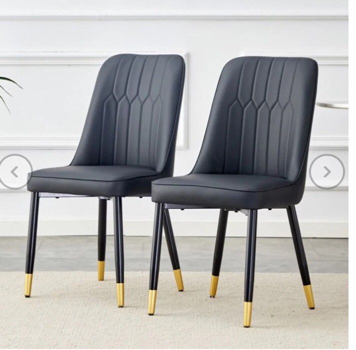 Black dining chairs and living room chairs. PU material and metal legs, suitable for kitchen, living W1151118969