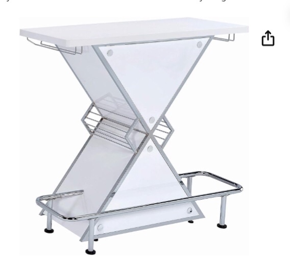 Coaster Furniture Home Bar Cabinet Unidad de almacenamiento de vino Blanco Alto Brillo Cromo 130078