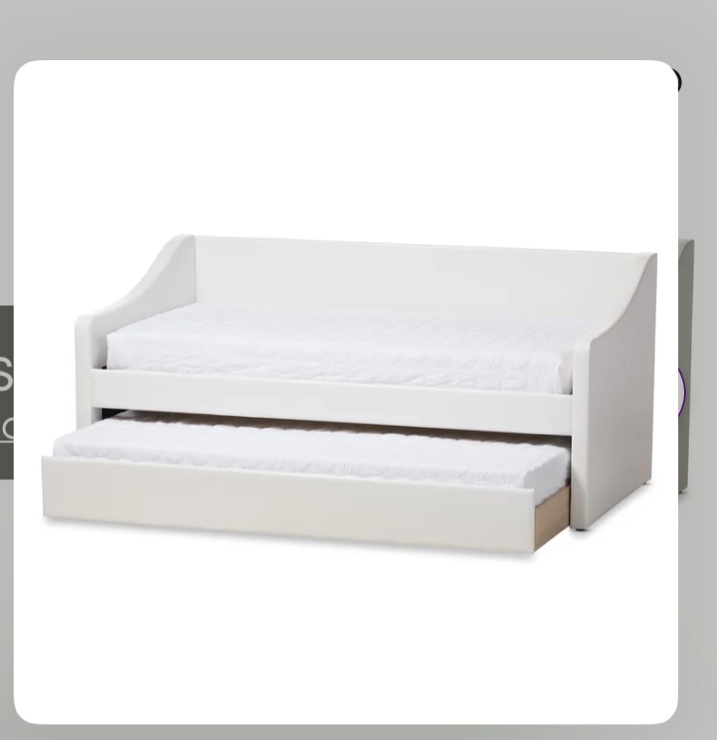 White Brookston Upholstered Daybed with Trundle ( incomplete 2 pieces box 2/3 and 3/3) 