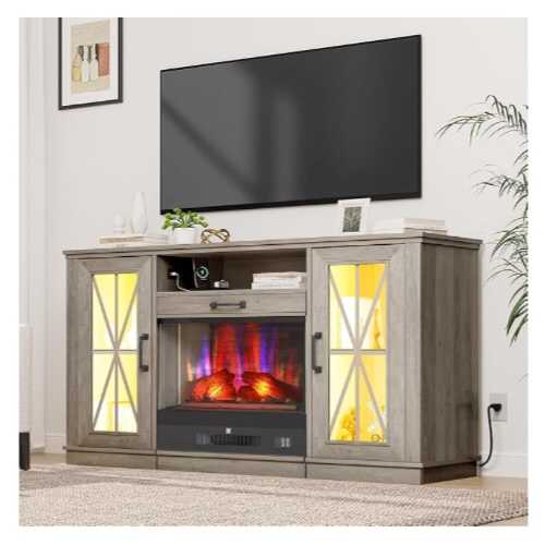 YITAHOME 60 Inch Electric Fireplace TV Stand for TVs up to 70", LED Entertainment Center with Drawable Fireplace for Living Room, Farmhouse TV Stands with Fireplace for Storage (Walnut) Visit the YITAHOME Store ( incomplete fireplace only):