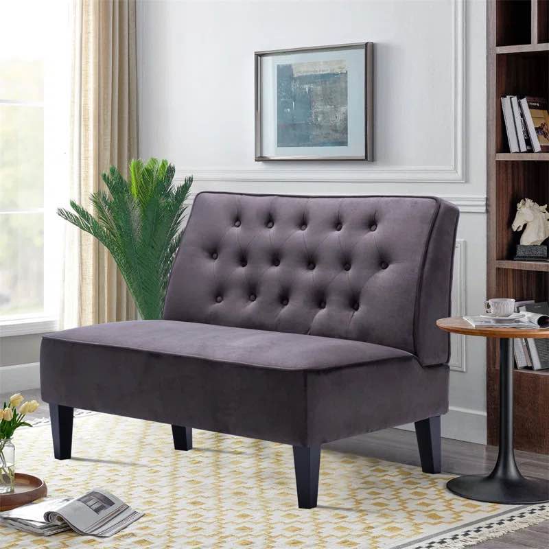 Charmia 44.4'' Velvet Loveseat Grey 