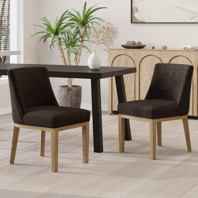 Oneida Fabric Upholstered Wood Dining Chairs (Set Of 2) Brown 