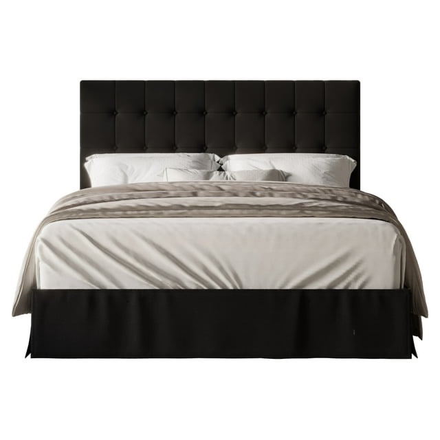 HMD Larry Queen Tufted Upholstered Panel Bed For Adult, Black
