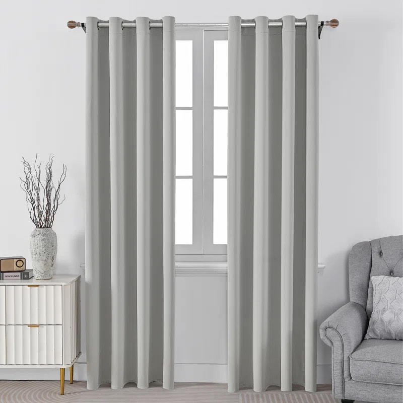 52x 63 Tomasine Solid Room Darkening Curtain Grommet Curtain Panels (Set of 2)