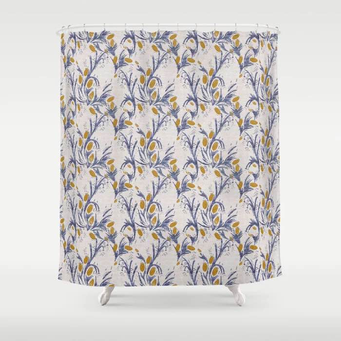 FRENCH LINEN THISTLE Shower Curtain (71x74 ) 