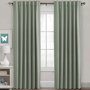 H.VERSAILTEX Blackout Curtains Thermal Insulated Window Treatment Panels Room Darkening Blackout Drapes for Living Room Back Tab/Rod Pocket Bedroom Draperies, 52 x 84 Inch, Light Sage, 2 Panels 52"W x 84"L Light Sage