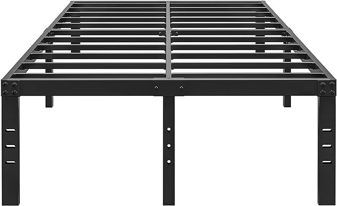 ALDRICH 18 Inch Metal King Size Bed Frame - Black Basic Steel Slats Platform, Easy Assembly Heavy Duty Noise Free Bedframes, No Box Spring Needed