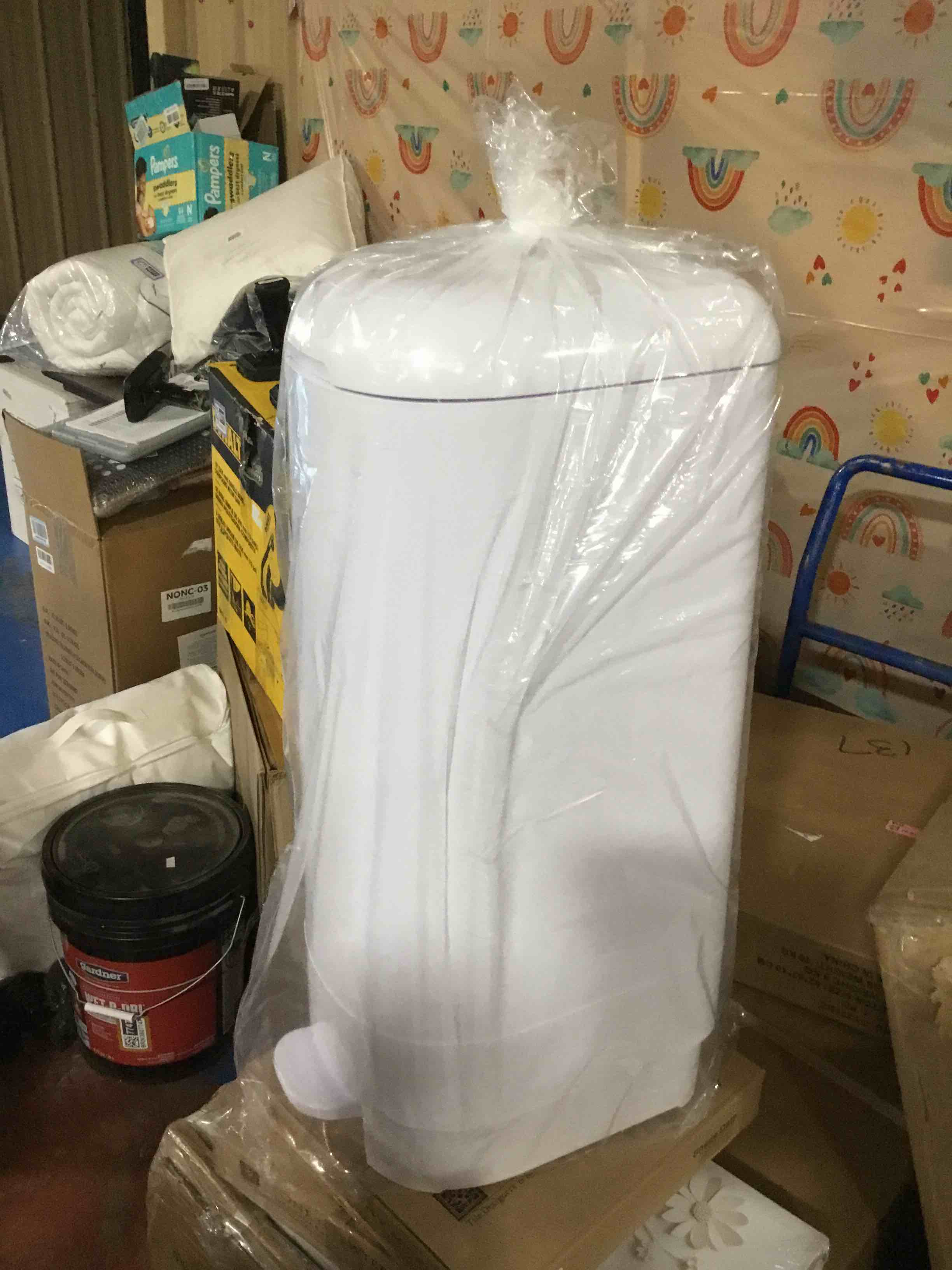 Condition photo showing Good Condition for diaper genie signature gift set  pail with 48 bags  white