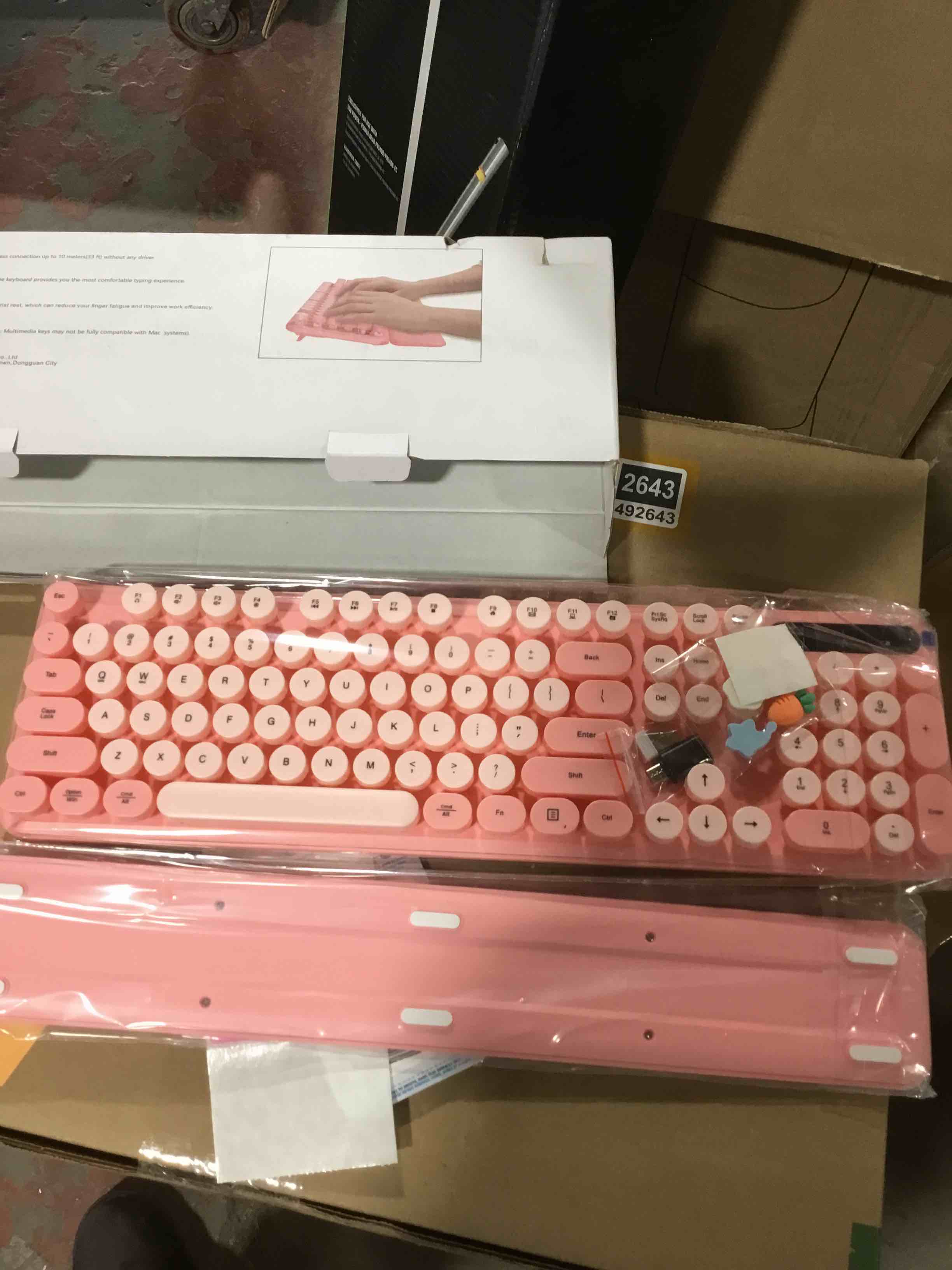 Condition photo showing Good Condition for wireless Keyboard pink