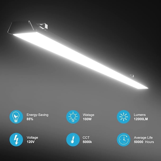 6-Pack Lightdot 7FT LED Shop Light, 100W[Eqv. to 400W HPS/WH] Black LED 