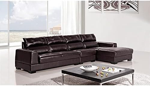 Braden Dark Brown Leather Right Chaise Sectional JUST THE CHAISE 