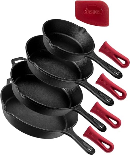 cuisines pre seasoned cast iron. skillet set