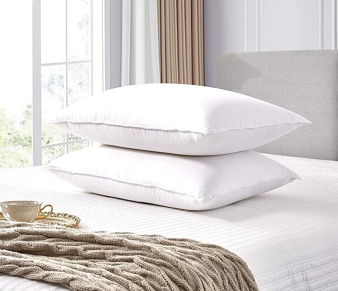 Blue Ridge Home Fashions 400TC White Down Extra Luxury Edition Pillow-Stomach Sleepers, Soft Firmness, Jumbo Jumbo White