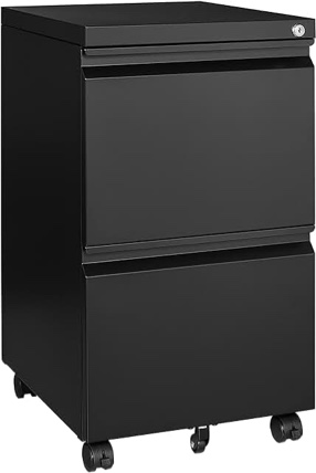 DEVAISE 2 Drawer Locking File Cabinet with Charging Station, Rolling Printer Stand with Open Storage Shelf, Lateral Filing Cabinet fit A4/Letter Size for Home Office, White