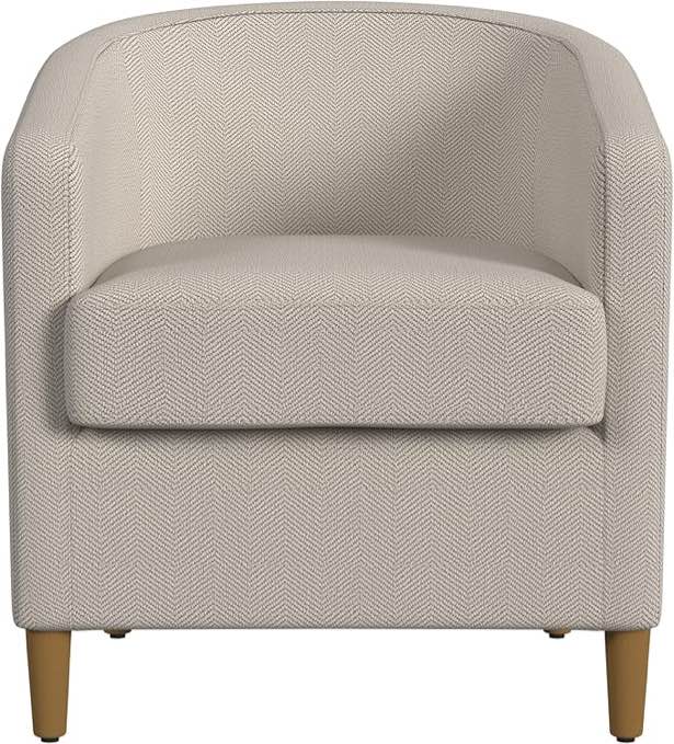 HomePop Barrel Shaped Accent Chair,Arm Rest, White and Black